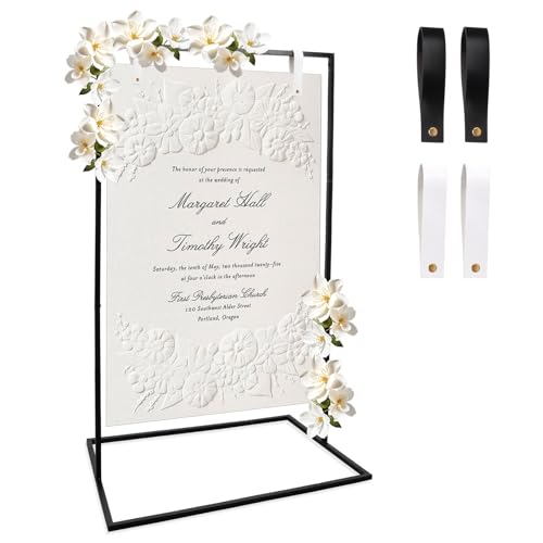 Hochzeits Willkommensschilder Ständer, 73x53x123cm, Metall Staffelei für Schilder mit Lederriemen, "Welcome to Our Wedding" Sign Holder, Bodenposter Halter, Hochzeitsständer für Sitzplakate, Poster Hochzeits Willkommensschilder Ständer, 73x53x123cm, Metall Staffelei für Schilder mit Lederriemen, "Welcome to Our Wedding" Sign Holder, Bodenposter Halter, Hochzeitsständer für Sitzplakate, Poster von Clyfanesy