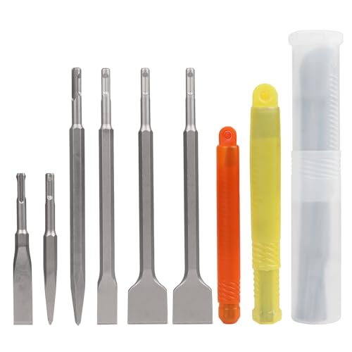 SDS Plus Meißel Set, 6 Teiliges Fliesemeißel, Enthalten 2x Flachmeißel, 2x Breitmeißel, 2x Spitzmeißel, Spatmeißel Bohrhammer, Meiselset für Beton & Mauerwerk, SDS Meißel Set für Fliesen, Naturstein SDS Plus Meißel Set, 6 Teiliges Fliesemeißel, Enthalten 2x Flachmeißel, 2x Breitmeißel, 2x Spitzmeißel, Spatmeißel Bohrhammer, Meiselset für Beton & Mauerwerk, SDS Meißel Set für Fliesen, Naturstein von Clyfanesy