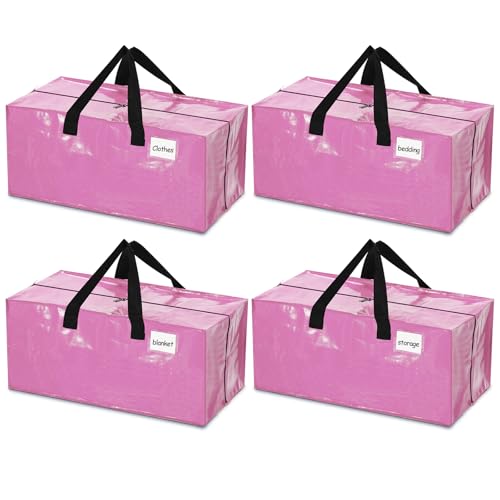 Clysee Große Umzugstaschen mit Reißverschluss und Griffen, faltbar, strapazierfähig, extra groß, für Studentenwohnheim, Reisen, Kleidung, Decken, Bettwäsche, Umzug, Rosa, 4 Stück Clysee Große Umzugstaschen mit Reißverschluss und Griffen, faltbar, strapazierfähig, extra groß, für Studentenwohnheim, Reisen, Kleidung, Decken, Bettwäsche, Umzug, Rosa, 4 Stück von Clysee
