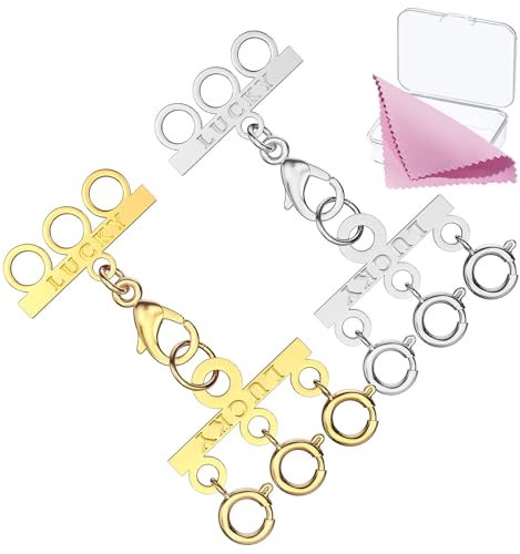 Clysoru Halsketten-Verschlüsse, Trenner, für Damen, 14 Karat Gold und Silber, verhedderungsfrei, Sicherheitsschmuck, Verschlussverschluss, Konverter-Kettenverlängerung (Goldweiß) von Clysoru