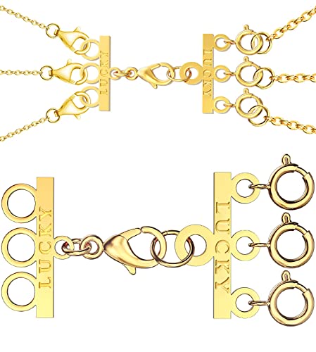 Clysoru Halsketten-Verschlüsse, Trenner, für Damen, 14 Karat Gold und Silber, verhedderungsfrei, Sicherheitsschmuck-Verschluss, Konverter-Kettenverlängerung (Gold) von Clysoru