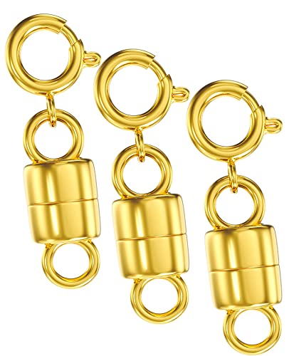Clysoru Halskettenverschlüsse und Verschlüsse, 14 Karat Gold- und Silberperlen, Kettenverlängerung, Halsketten, Armband, Sicherheitsverschluss, Schmuckverschluss, Konverter (3 Stück Gold) von Clysoru