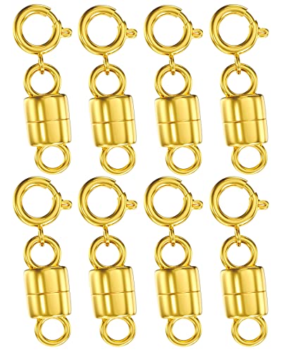 Clysoru Halskettenverschlüsse und Verschlüsse, 14 Karat Gold- und Silberperlen, Kettenverlängerung, Halsketten, Armband, Sicherheitsverschluss, Schmuckverschluss, Konverter (8 Stück Gold) von Clysoru