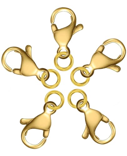 Clysoru Karabinerverschlüsse mit Biegeringen, Güteklasse A, 304 Edelstahl, Metall-Karabinerverschluss für Bastelarbeiten, Armbänder, Schmuckherstellung, Halsketten, Armbänder, 10 mm, 5 Stück Clysoru Karabinerverschlüsse mit Biegeringen, Güteklasse A, 304 Edelstahl, Metall-Karabinerverschluss für Bastelarbeiten, Armbänder, Schmuckherstellung, Halsketten, Armbänder, 10 mm, 5 Stück von Clysoru