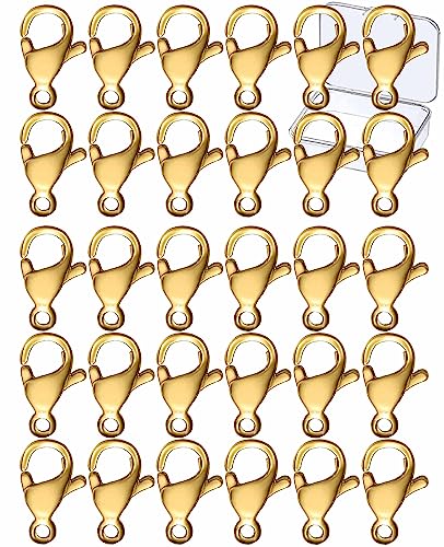 Clysoru Karabinerverschlüsse mit Biegeringen, Güteklasse A, Edelstahl 304, Metall-Karabinerverschluss für Bastelarbeiten, Armbänder, Schmuckherstellung, Halsketten, Armbänder, 10 mm (30 Stück Gold, 1 Clysoru Karabinerverschlüsse mit Biegeringen, Güteklasse A, Edelstahl 304, Metall-Karabinerverschluss für Bastelarbeiten, Armbänder, Schmuckherstellung, Halsketten, Armbänder, 10 mm (30 Stück Gold, 1 von Clysoru