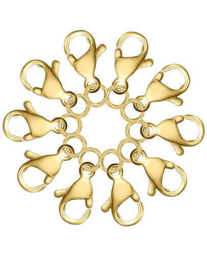 Clysoru Karabinerverschlüsse mit Binderingen, Güteklasse A, 304 Edelstahl, Metall-Karabinerverschluss für Bastelarbeiten, Armbänder, Schmuckherstellung, Halsketten, Armbänder, 10 mm, 10 Stück Clysoru Karabinerverschlüsse mit Binderingen, Güteklasse A, 304 Edelstahl, Metall-Karabinerverschluss für Bastelarbeiten, Armbänder, Schmuckherstellung, Halsketten, Armbänder, 10 mm, 10 Stück von Clysoru