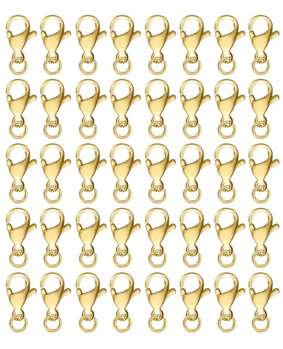 Clysoru Karabinerverschlüsse mit Binderingen, Güteklasse A, 304 Edelstahl, Metall-Karabinerverschluss für Bastelarbeiten, Armbänder, Schmuckherstellung, Halsketten, Armbänder, 10 mm, 40 Stück Clysoru Karabinerverschlüsse mit Binderingen, Güteklasse A, 304 Edelstahl, Metall-Karabinerverschluss für Bastelarbeiten, Armbänder, Schmuckherstellung, Halsketten, Armbänder, 10 mm, 40 Stück von Clysoru