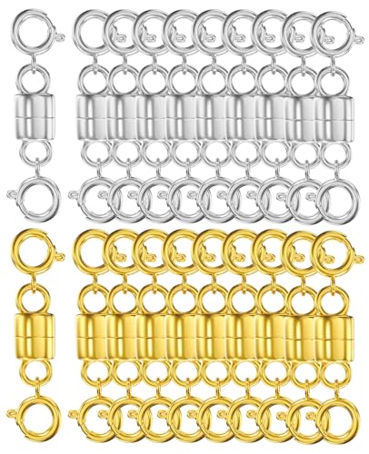 Clysoru Magnetische Halskettenverschlüsse und Verschlüsse, 14 Karat Gold und Silber, zwei Federverschlüsse, Perlenkettenverlängerung, Halsketten, Armband, Sicherheit, Magnetverschluss Clysoru Magnetische Halskettenverschlüsse und Verschlüsse, 14 Karat Gold und Silber, zwei Federverschlüsse, Perlenkettenverlängerung, Halsketten, Armband, Sicherheit, Magnetverschluss von Clysoru