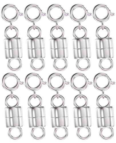 Clysoru Magnetischer Halskettenverschluss, 14 Karat Gold und Silber, Kettenverlängerung, Sicherheitsschnalle (10 Stück Silber) von Clysoru