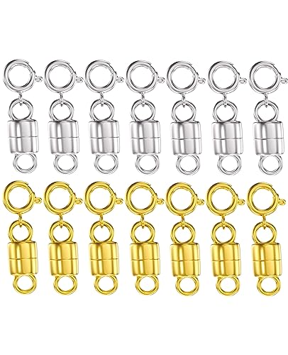 Clysoru Magnetischer Halskettenverschluss, 14 Karat Gold und Silber, Kettenverlängerung, Sicherheitsschnalle (14 Stück Gold + Silber) von Clysoru