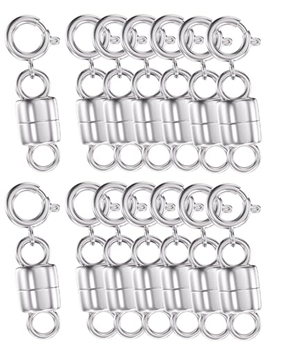 Clysoru Magnetischer Halskettenverschluss, 14 Karat Gold und Silber, Kettenverlängerung, Sicherheitsschnalle (14 Stück Silber) von Clysoru