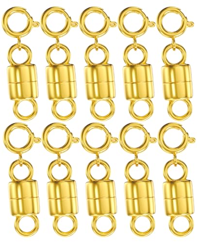 Clysoru Magnetischer Halskettenverschluss, 14 Karat Gold und Silber, Perlen, Kettenverlängerung, Sicherheitsschnalle, 10 Stück goldfarben Clysoru Magnetischer Halskettenverschluss, 14 Karat Gold und Silber, Perlen, Kettenverlängerung, Sicherheitsschnalle, 10 Stück goldfarben von Clysoru