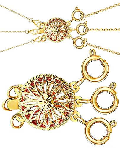 Halsketten-Verschlüsse, Trenner, für Damen, 14 Karat Gold, Silber, verhedderungsfrei, Sicherheitsschmuck, Verschlussverschluss, Konverter-Kettenverlängerung (1 Stück, gelb) von Clysoru