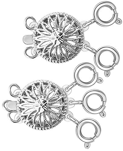 Halsketten-Verschlüsse, Trenner, für Damen, 14 Karat Gold und Silber, verhedderungsfrei, Sicherheitsschmuck, Verschlussverschluss, Konverter-Kettenverlängerung (2 Stück, Silberweiß) von Clysoru