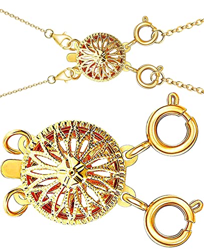 Halsketten-Verschlüsse, Trenner, für Damen, 14 Karat Gold und Silber, verhedderungsfrei, Sicherheitsschmuck-Verschluss, Konverter-Kettenverlängerung (1 Stück goldfarben) von Clysoru