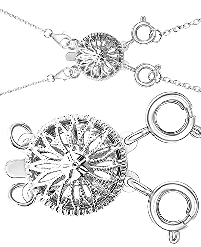 Halsketten-Verschlüsse, Trenner, für Damen, 14 Karat Gold und Silber, verhedderungsfrei, Sicherheitsschmuck-Verschluss, Konverter-Kettenverlängerung (1 x silberfarbenes Metall) von Clysoru