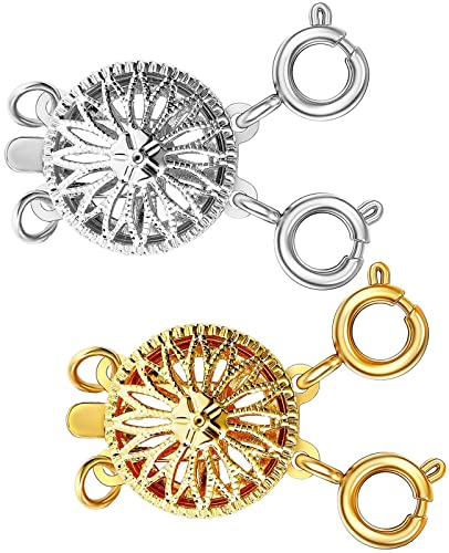 Halsketten-Verschlüsse, Trenner für Damen, 14 Karat Gold, Silber, verhedderungsfrei, Sicherheitsschmuck, Verschlussverschluss, Konverter-Kettenverlängerung (2 Stück, Gelb-Silber) von Clysoru