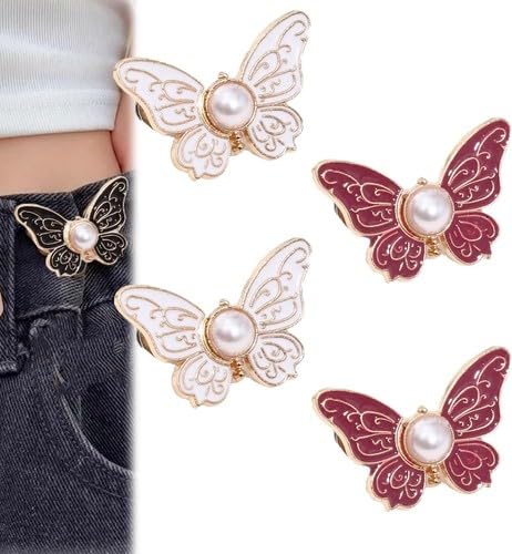 Abnehmbare Schmetterlingsklammern, Hosen Taille Straffy Schmetterling für lose Jeans Jacken Schichten Hemd Overalls, Knöpfe Pins Cinching Schnalle,Sofortige Taille-Schnallen nicht (B,4pcs) von Cmeilau