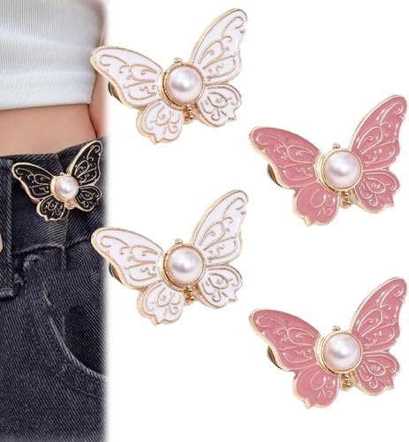 Abnehmbare Schmetterlingsklammern, Hosen Taille Straffy Schmetterling für lose Jeans Jacken Schichten Hemd Overalls, Knöpfe Pins Cinching Schnalle,Sofortige Taille-Schnallen nicht (C,4pcs) von Cmeilau