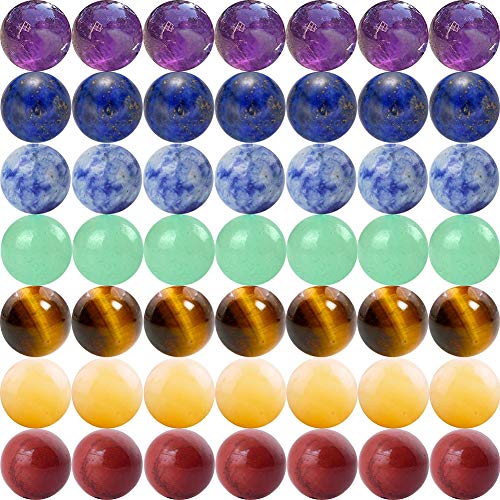 7 Chakra-Naturstein-Perlen, 100 Stück, 6 mm, Rund, Echte Steine, Lose Edelsteine, Amethyst-Farbe, Gemischt, Glatte Perlen für Armband, Halskette, Schmuckherstellung von Cmidy