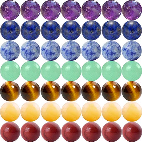 7 Chakra-Naturstein-Perlen, 100 Stück, 6 mm, rund, echte Steine, Perlen, lose Edelsteine, Amethyst-Farbe, gemischt, glatte Perlen für Armband, Halskette, Schmuckherstellung (7 Chakra-Steine, 6 mm) von Cmidy