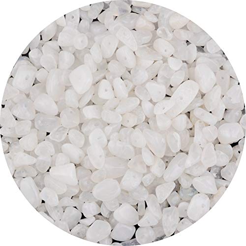 Natürliche Steinperlen Alabaster 5-8 mm ca. 400 Stück unregelmäßige Edelsteine Heilkristall lose Steine Perlenloch gebohrt DIY für Armband Schmuckherstellung Basteln (5-8 mm, Alabaster) von Cmidy