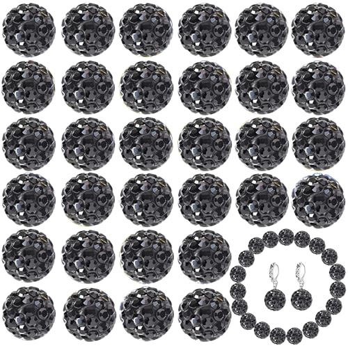 Strass-Perlen zur Schmuckherstellung, 100 Stück, schwarze Strassperlen, 10 mm, Ton-Disco-Perlen für Stiftherstellung, glitzernde Diamant-Abstandshalter für Stifte, Großpackung für Armband, Halskette, Strass-Perlen zur Schmuckherstellung, 100 Stück, schwarze Strassperlen, 10 mm, Ton-Disco-Perlen für Stiftherstellung, glitzernde Diamant-Abstandshalter für Stifte, Großpackung für Armband, Halskette, von Cmidy