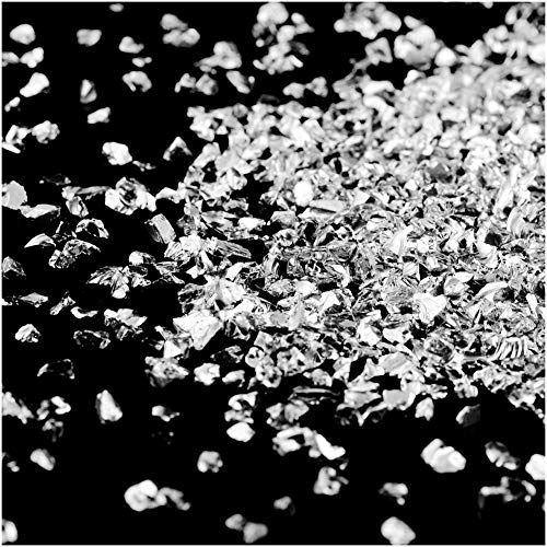 Zerkleinertes Glas, unregelmäßig, metallische Splitter, grober Glitzer, versilbert, 100 g, 2–4 mm, für Nagelkunst, Basteln, Vasenfüller, Epoxidharz-Form, Scrapbooking, Dekoration (Silber, 2–4 mm) von Cmidy