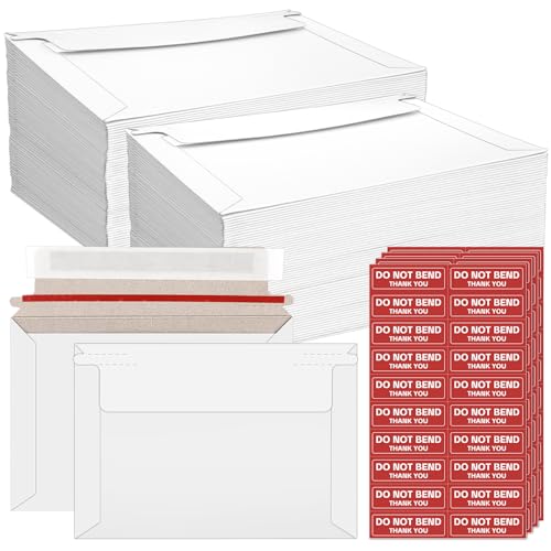 Cmkura Versandtaschen aus Hartpappe, selbstklebend, 16,5 x 11,4 cm, Weiß, blanko, für Fotos, Dokumente, Einladungen, Sammelkarten, Grußkarten, 80 Stück von Cmkura