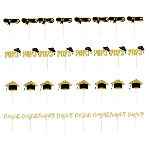 32pcs Abschluss Cupcake Toppers 2023 Mini -Klasse von 2023 Cupcake Toppers Supplies Glückwunsch Grad Cap Diploma Cupcake Picks für Abschlussfeierkuchen und Cupcake Toppers von Cndiyald