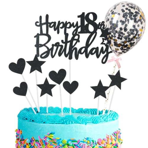 Alles Gute zum 18. Geburtstag Kuchen Topper Schwarz alles Gute zum Geburtstag Kuchenzeichen Personalisierte Kuchendekoration für Erwachsene Zeremonie Kuchen und Cupcake Toppers von Cndiyald