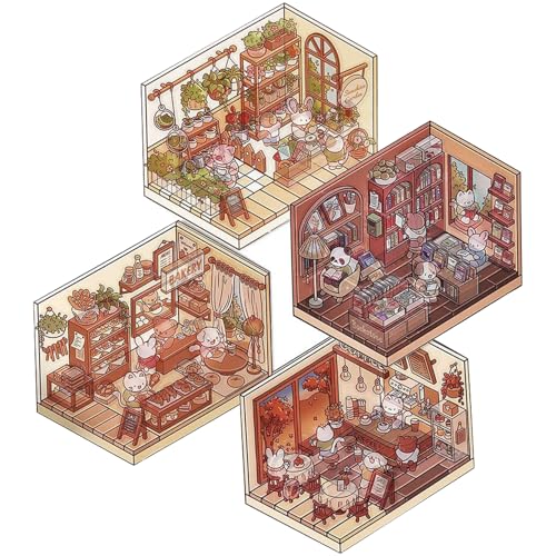 Cndiyald 3D House Sticker 4pcs Cartoon DIY 3D House Sticker wiederverwendbar 4 Themenhaus Aufkleber Szenen Cartoon Szenenaufkleber, DIY -Aufkleber Szene Cndiyald 3D House Sticker 4pcs Cartoon DIY 3D House Sticker wiederverwendbar 4 Themenhaus Aufkleber Szenen Cartoon Szenenaufkleber, DIY -Aufkleber Szene von Cndiyald