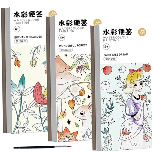 Cndiyald Mini -Lackpolster, 3 Set 3 x 7 Kinder DIY Aquarell -Lackbuch, Mini -Aquarell -Farbpolster, Aquarell -Arbeitsmappe, reißbare Malbuch, Mini -Farbpolster Erwachsener von Cndiyald