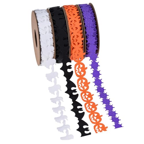 Halloween Ribbon 10, 9 Yards geprägt Halloween Dekorationen Kürbis, Fledermaus, Ghost, Spinnenmedageformhandwerk Bänder 4 Rollen, Fledermäuse Halloween Ribbon 10, 9 Yards geprägt Halloween Dekorationen Kürbis, Fledermaus, Ghost, Spinnenmedageformhandwerk Bänder 4 Rollen, Fledermäuse von Cndiyald