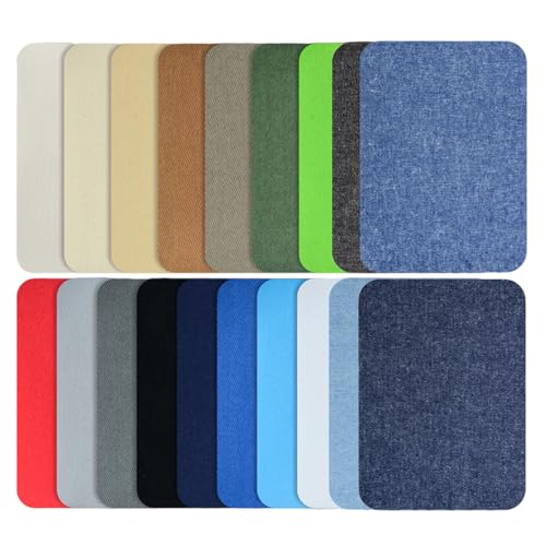 Jeans-Flicken zum Aufbügeln, 105 x 75 mm, rechteckig, zum Aufbügeln für Jeans, Jacken, Kleidung, Dekoration, 19 Stück Jeans-Flicken zum Aufbügeln, 105 x 75 mm, rechteckig, zum Aufbügeln für Jeans, Jacken, Kleidung, Dekoration, 19 Stück von Cnrfeoap