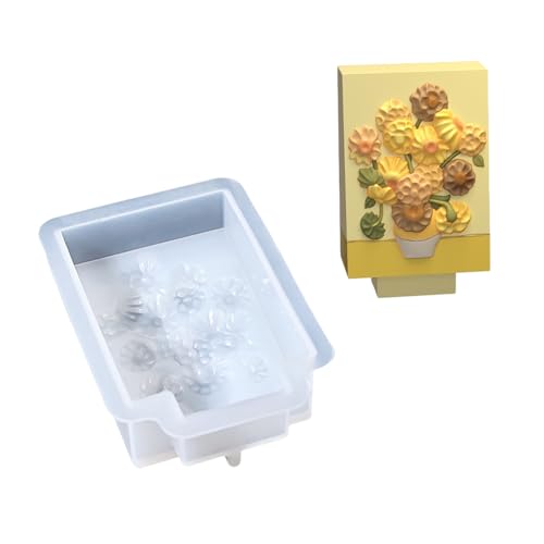 Silikonform mit Sonnenblumen-Motiv, mit Basis und abnehmbarer Staffelei, Silikon-Textur für handgefertigte Projekte, Kunstform von Cnrfeoap