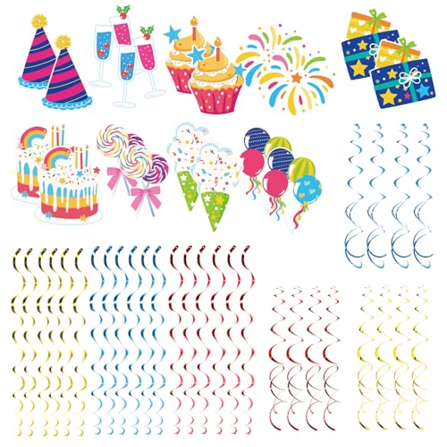 Stylisches Geburtstagsset mit Happy Birthday Bannern, Korkenziehern und Wirbel-Anhängern für Party-Ambiente Stylisches Geburtstagsset mit Happy Birthday Bannern, Korkenziehern und Wirbel-Anhängern für Party-Ambiente von Cnrfeoap