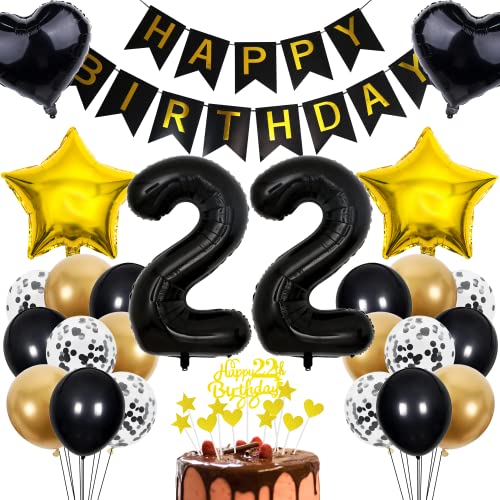 Cnrose Deko 22. Geburtstag Junge Tortendeko 22 Geburtstag Mädchen Junge Deko Geschenk für 22. Geburtstag Junge Rosegold Geburtstag 22 Junge 22 jahre Geburtstag deko Ballon 22 Geburtstag 22 jahre Junge von Cnrose