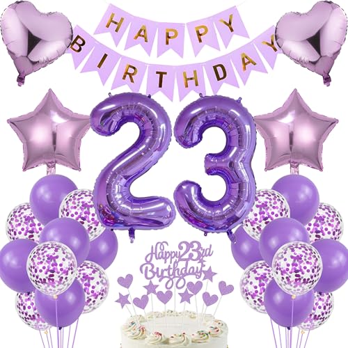 23 Geburtstag Mann Deko 23. Geburtstag Frauen Tortendeko Geschenk für 23. Geburtstag Frauen Lila Geburtstag 23 Mann 23 jahre Geburtstag deko Ballon 23 Geburtstag 23 jahre Frauen Geburtstagsdeko von Cnrose