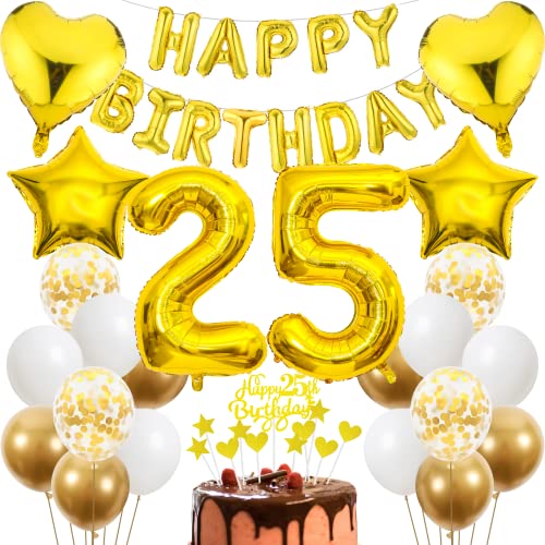 Cnrose 25. Geburtstag Dekoration,Golden Tortendeko Geburtstag 25 Jahre Mann,Party Deko Gold,25 Geburtstag Männer Frau,Tortendeko 25. Geburtstag Mann Frauen,Geburtstagsdeko 25 Jahre Frauen Cnrose 25. Geburtstag Dekoration,Golden Tortendeko Geburtstag 25 Jahre Mann,Party Deko Gold,25 Geburtstag Männer Frau,Tortendeko 25. Geburtstag Mann Frauen,Geburtstagsdeko 25 Jahre Frauen von Cnrose