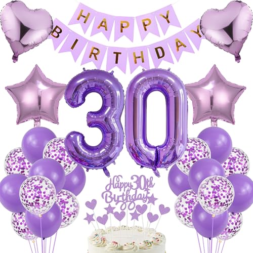 30 Geburtstag Mann Deko 30. Geburtstag Frauen Tortendeko Geschenk für 30. Geburtstag Frauen Lila Geburtstag 30 Mann 30 jahre Geburtstag deko Ballon 30 Geburtstag 30 jahre Frauen Geburtstagsdeko von Cnrose