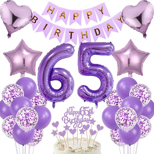 65 Geburtstag Deko Lila Violett Ballon Set Happy Birthday Banner Zahl65 Folienballons Herz Sterne Konfetti Latexballons Kuchentopper Jubiläum Partyset Helium geeignet Frauen Männer Senioren Tischdeko 65 Geburtstag Deko Lila Violett Ballon Set Happy Birthday Banner Zahl65 Folienballons Herz Sterne Konfetti Latexballons Kuchentopper Jubiläum Partyset Helium geeignet Frauen Männer Senioren Tischdeko von Cnrose