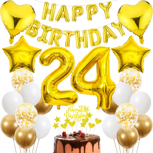 Cnrose 24. Geburtstag Dekoration,Golden Tortendeko Geburtstag 24 Jahre Mann,Party Deko Gold,24 Geburtstag Männer Frau,Tortendeko 24. Geburtstag Mann Frauen,Geburtstagsdeko 24 Jahre Frauen Cnrose 24. Geburtstag Dekoration,Golden Tortendeko Geburtstag 24 Jahre Mann,Party Deko Gold,24 Geburtstag Männer Frau,Tortendeko 24. Geburtstag Mann Frauen,Geburtstagsdeko 24 Jahre Frauen von Cnrose
