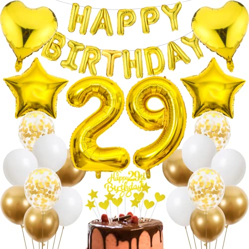 Cnrose 29. Geburtstag Dekoration,Golden Tortendeko Geburtstag 29 Jahre Mann,Party Deko Gold,29 Geburtstag Männer Frau,Tortendeko 29. Geburtstag Mann Frauen,Geburtstagsdeko 29 Jahre Frauen Cnrose 29. Geburtstag Dekoration,Golden Tortendeko Geburtstag 29 Jahre Mann,Party Deko Gold,29 Geburtstag Männer Frau,Tortendeko 29. Geburtstag Mann Frauen,Geburtstagsdeko 29 Jahre Frauen von Cnrose