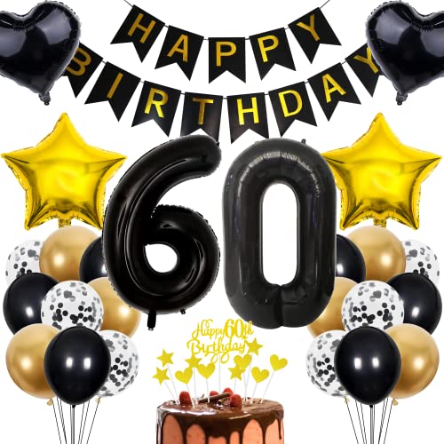 Cnrose 60. Geburtstag Deko für Mann und Frau - Tortendeko, Geschenk, Rosegold Ballon - Männer und Frauen 60 Jahre Feier von Cnrose