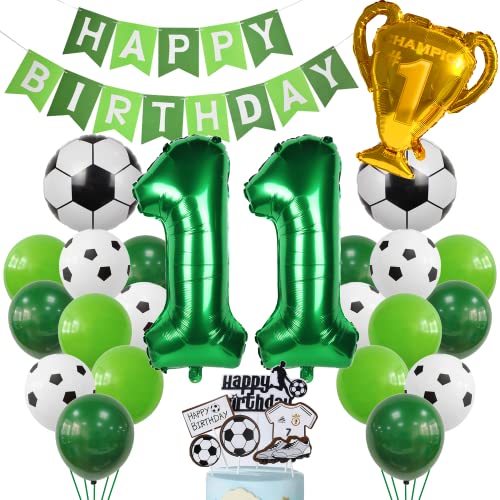 Cnrose Fussball Luftballon 11. Geburtstag Grün Helium Ballon 11 Geburtstag Junge Cake Topper Fußball Geburtstagsdeko 11 Jahr Kindergeburtstag Party Deko 11. Geburtstagsdeko Fußball Kuchendeko Fussball von Cnrose