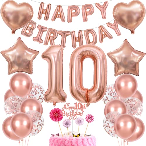 Deko 10. Geburtstag Mädchen Tortendeko 10 Geburtstag Mädchen Deko Geschenk für 10. Geburtstag Mädchen Rosegold Geburtstag 10 Mädchen 10 jahre Geburtstag deko Ballon 10 Geburtstag 10 jahre Mädchen von Cnrose