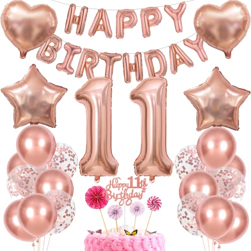 Deko 11. Geburtstag Mädchen Tortendeko 11 Geburtstag Mädchen Deko Geschenk für 11. Geburtstag Mädchen Rosegold Geburtstag 11 Mädchen 11 jahre Geburtstag deko Ballon 11 Geburtstag 11 jahre Mädchen von Cnrose