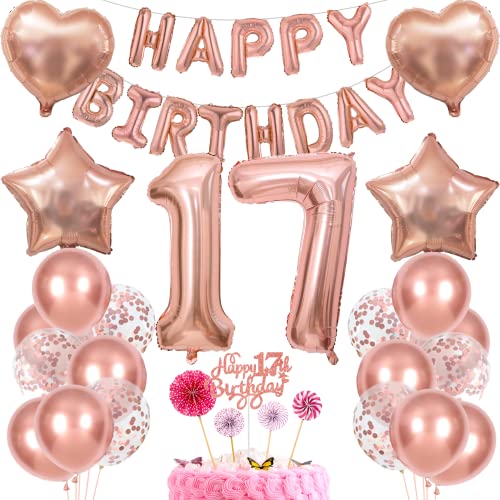 Deko 17. Geburtstag Mädchen Tortendeko 17 Geburtstag Mädchen Deko Geschenk für 17. Geburtstag Mädchen Rosegold Geburtstag 17 Mädchen 17 jahre Geburtstag deko Ballon 17 Geburtstag 17 jahre Mädchen von Cnrose