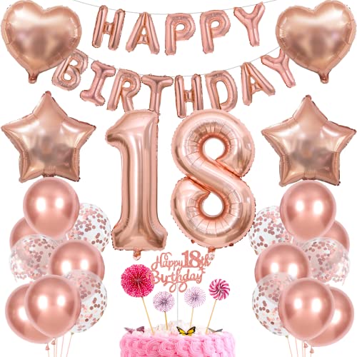 Deko 18. Geburtstag Mädchen Tortendeko 18 Geburtstag Mädchen Deko Geschenk für 18. Geburtstag Mädchen Rosegold Geburtstag 18 Mädchen 18 jahre Geburtstag deko Ballon 18 Geburtstag 18 jahre Mädchen von Cnrose